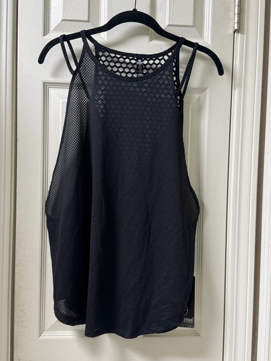 90 Degree By Reflex Tops - 90 Degree By Reflex Black Mesh Strappy Tank Top size XL NWT